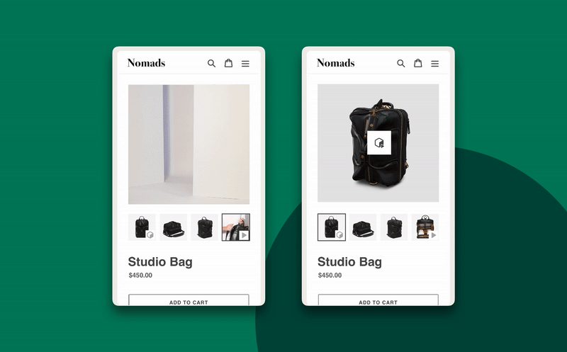 Shopify produktside video og 3D-modeller